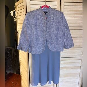 R&M Richards 2 piece Lace sequins Empire Waist Dress Sz 10 Periwinkle Blue